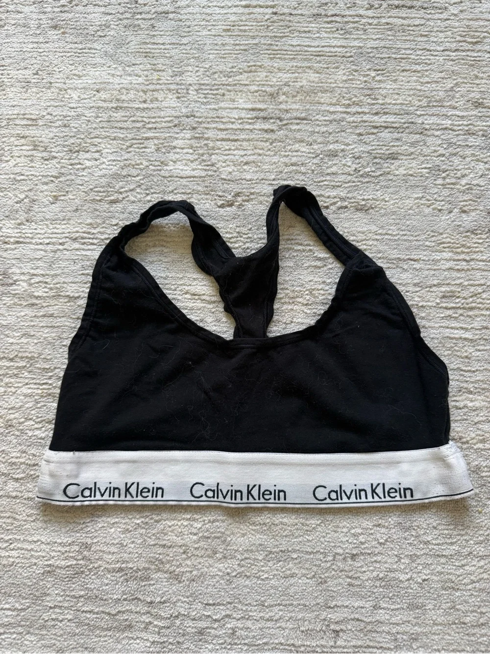 Calvin Klein Black & White Logo Sports Bra (Size Small)